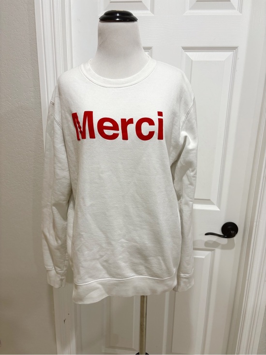 Merci Tops - Merci White Limited Edition ‘Merci' Red Letter Graphic Sweatshirt